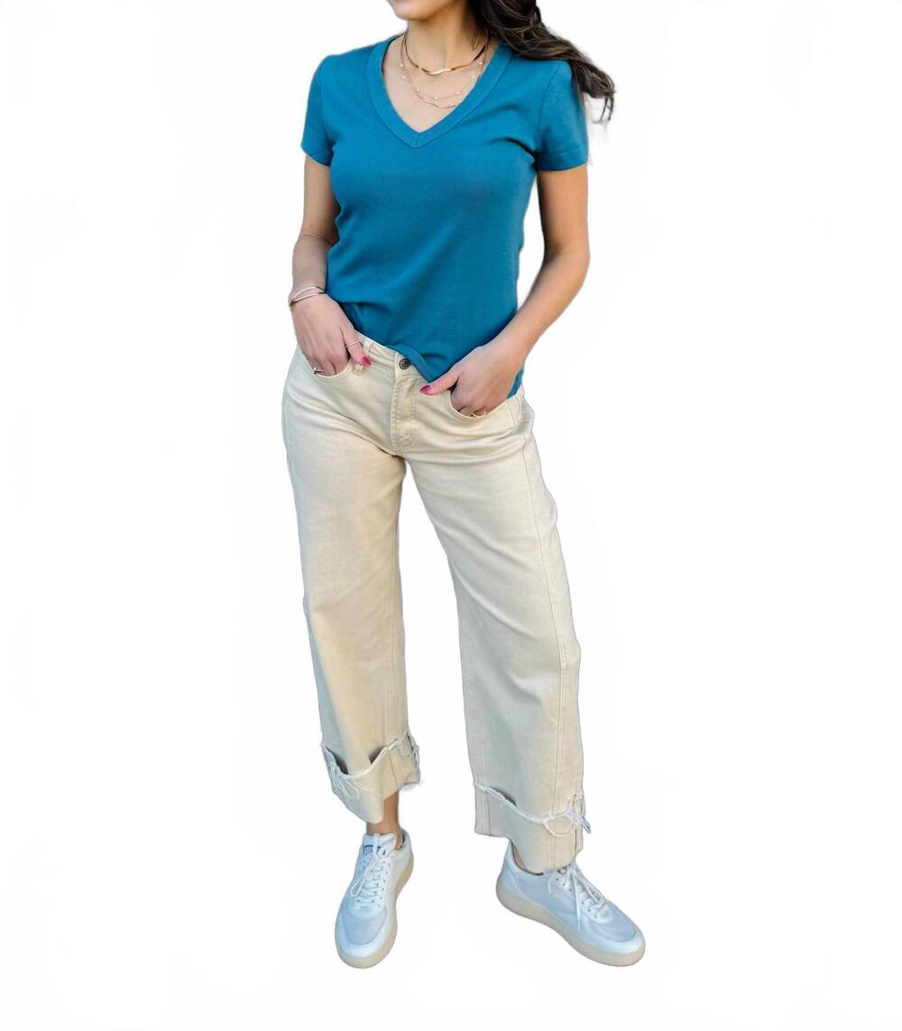 NEW MICHAEL STARS women's nikki v-neck tee in glaze